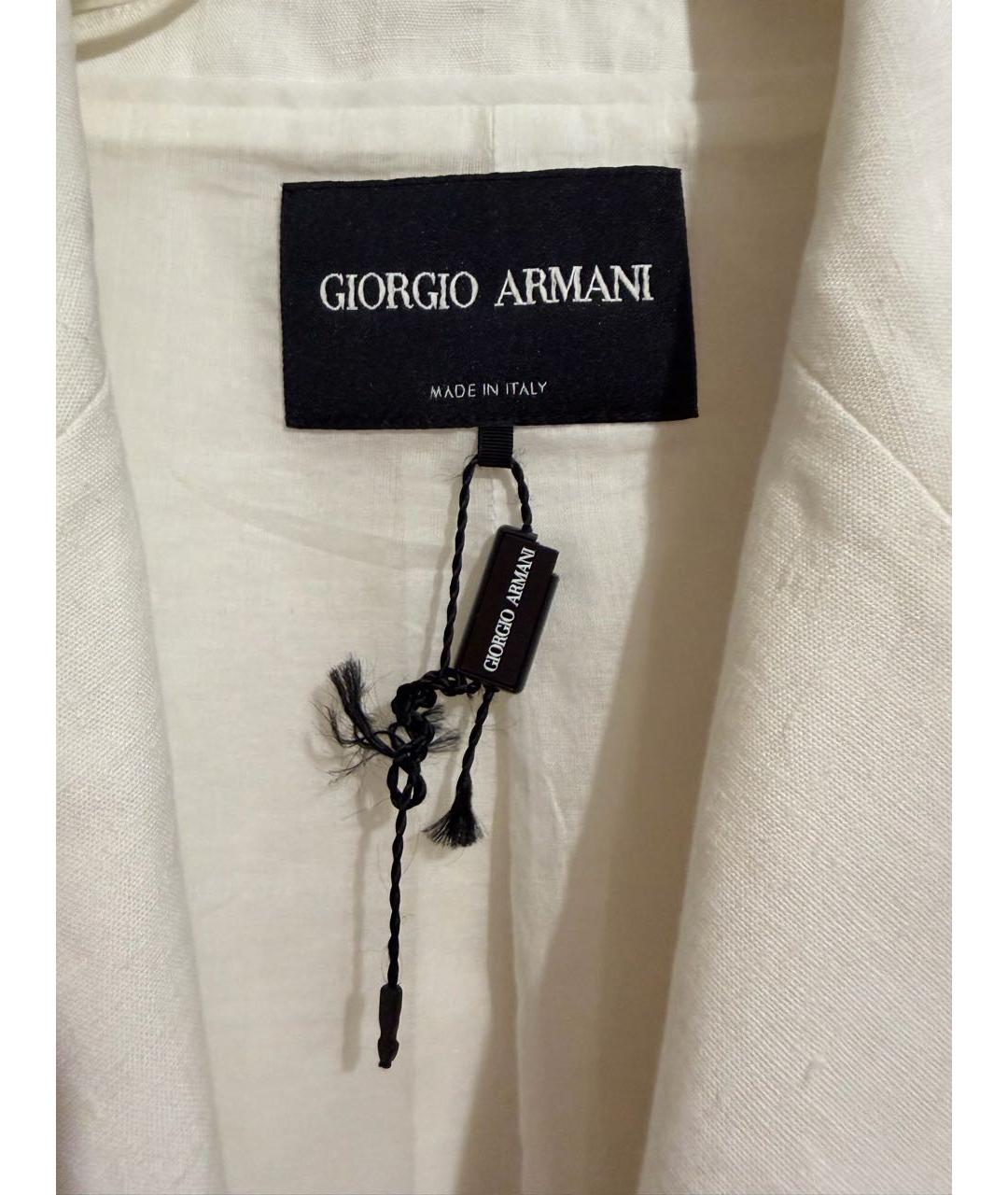 GIORGIO ARMANI Белый льняной жакет/пиджак, фото 3