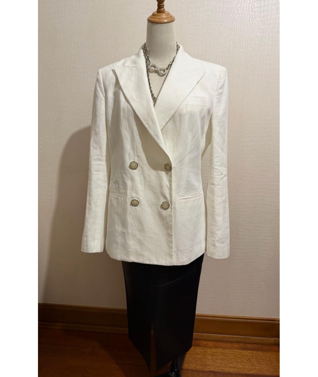 GIORGIO ARMANI Белый льняной жакет/пиджак, фото 5