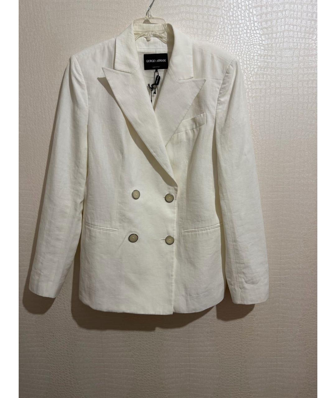 GIORGIO ARMANI Белый льняной жакет/пиджак, фото 7