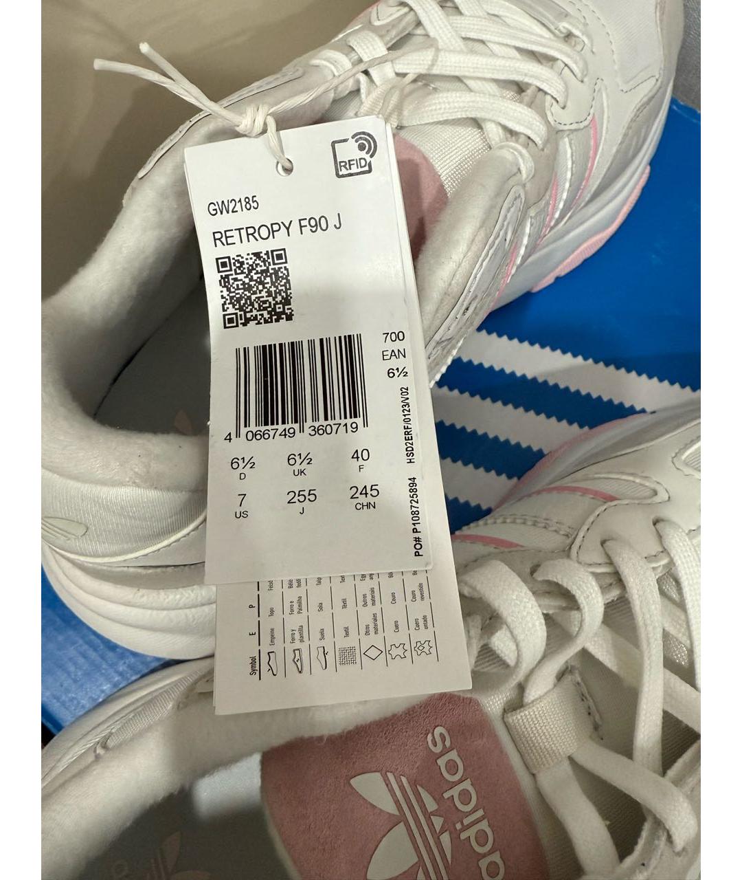 ADIDAS Белые текстильные кроссовки, фото 5