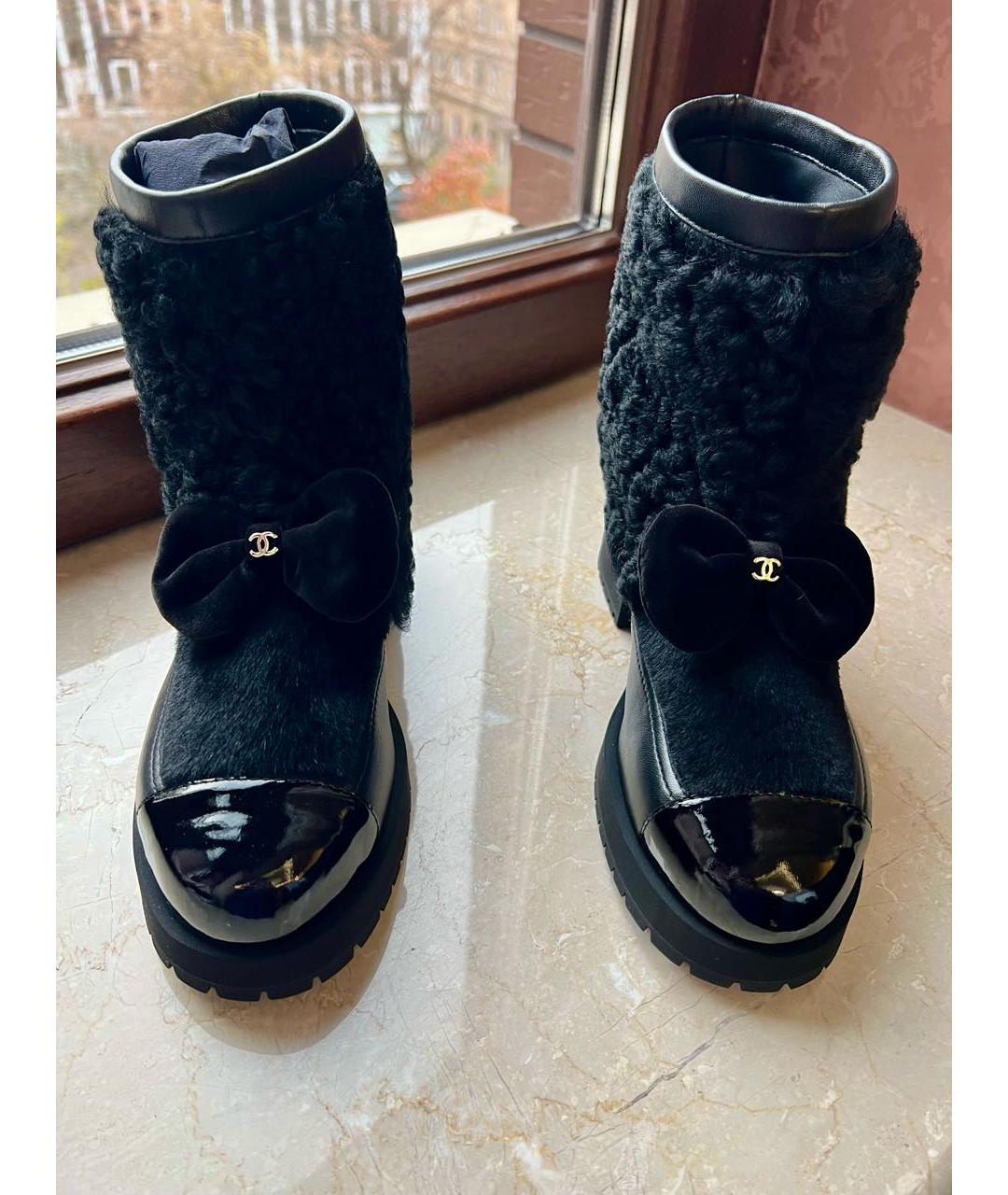 CHANEL Черные кожаные ботинки, фото 2