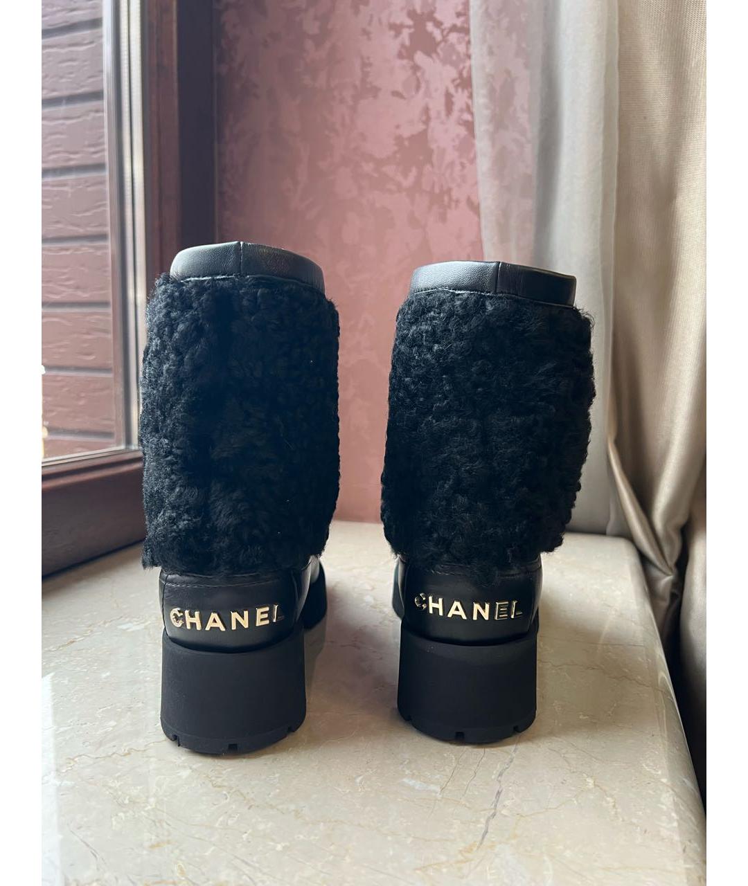 CHANEL Черные кожаные полусапоги, фото 4