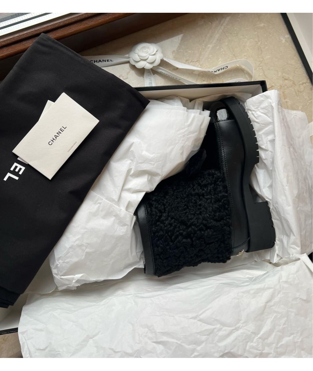 CHANEL Черные кожаные полусапоги, фото 6