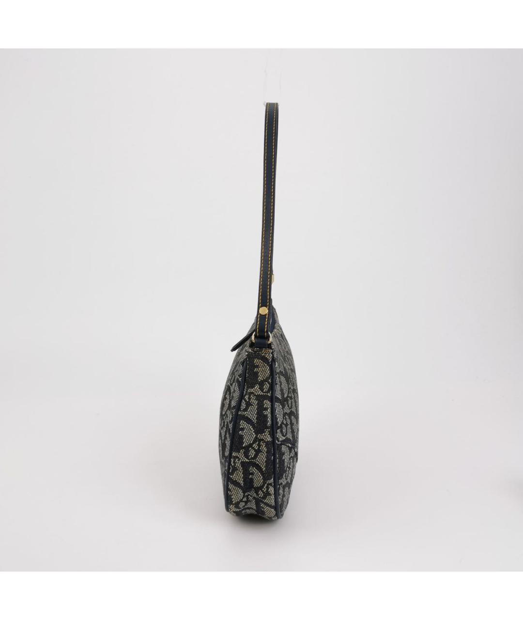 CHRISTIAN DIOR Темно-синяя кожаная сумка с короткими ручками, фото 3