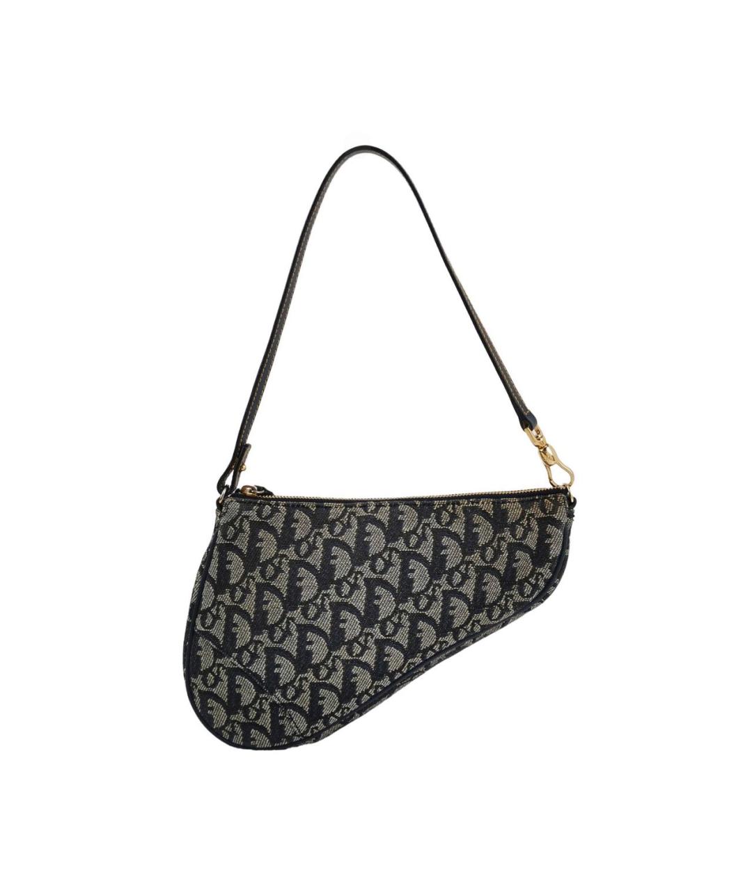 CHRISTIAN DIOR Темно-синяя кожаная сумка с короткими ручками, фото 1