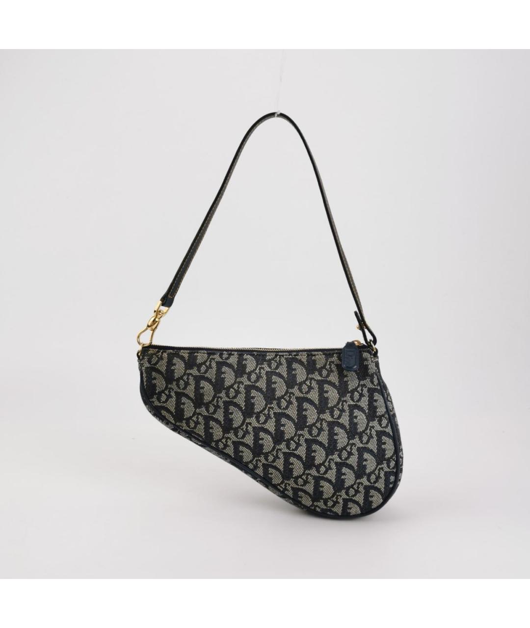 CHRISTIAN DIOR Темно-синяя кожаная сумка с короткими ручками, фото 4