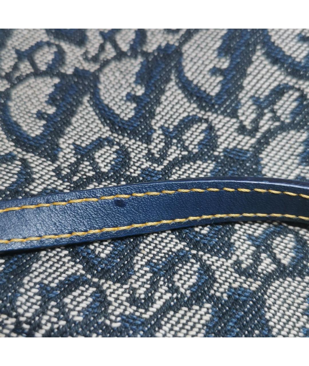 CHRISTIAN DIOR Темно-синяя кожаная сумка с короткими ручками, фото 8