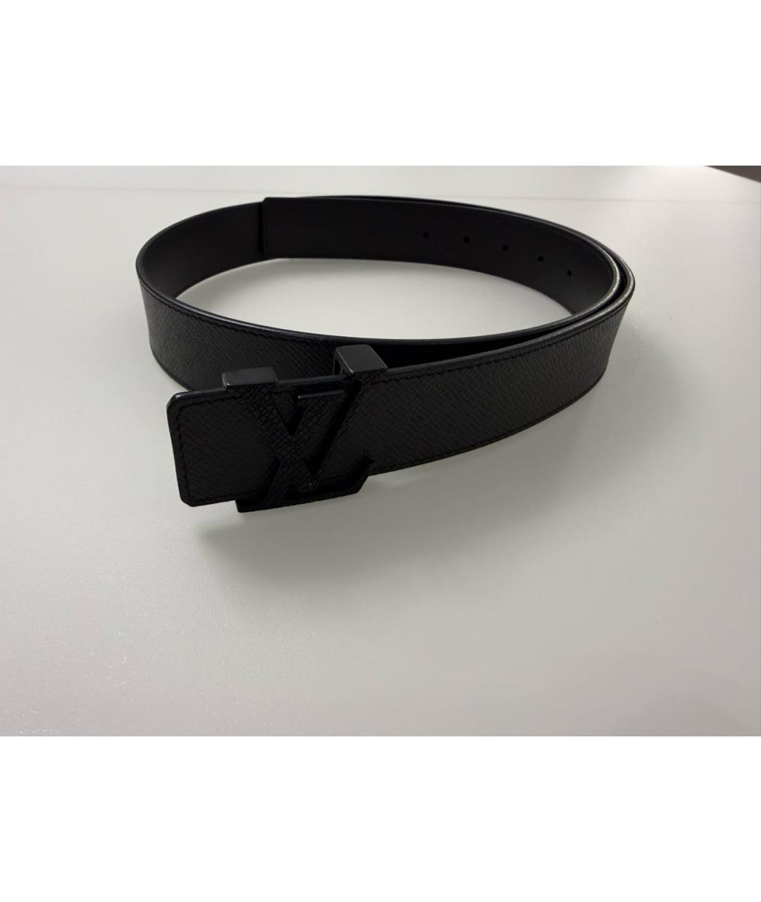 LOUIS VUITTON Черный кожаный ремень, фото 5