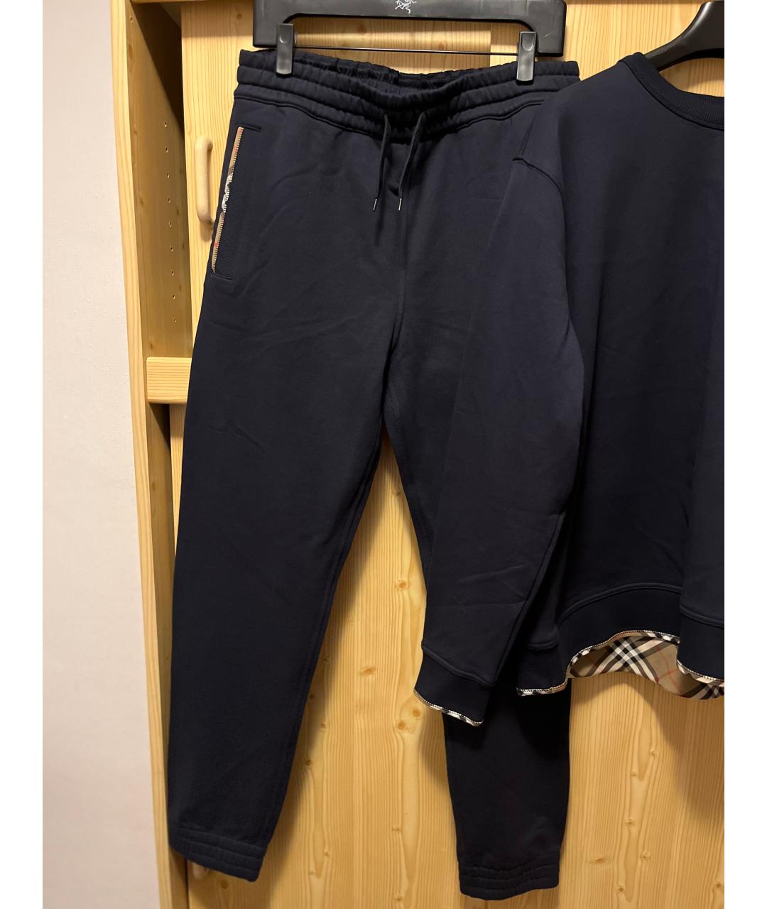 BURBERRY Темно-синий хлопковый спортивный костюм, фото 2