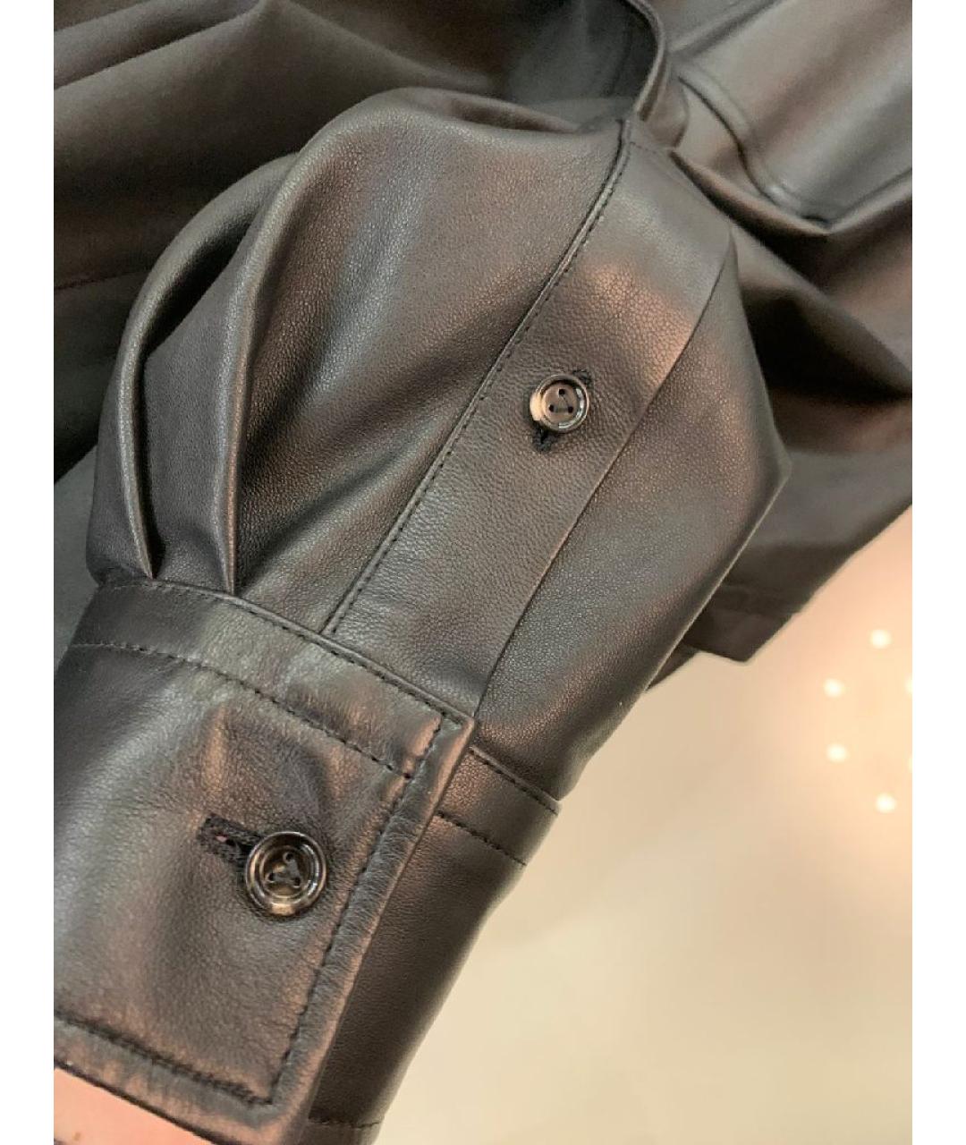 BOTTEGA VENETA Черное кожаное повседневное платье, фото 6