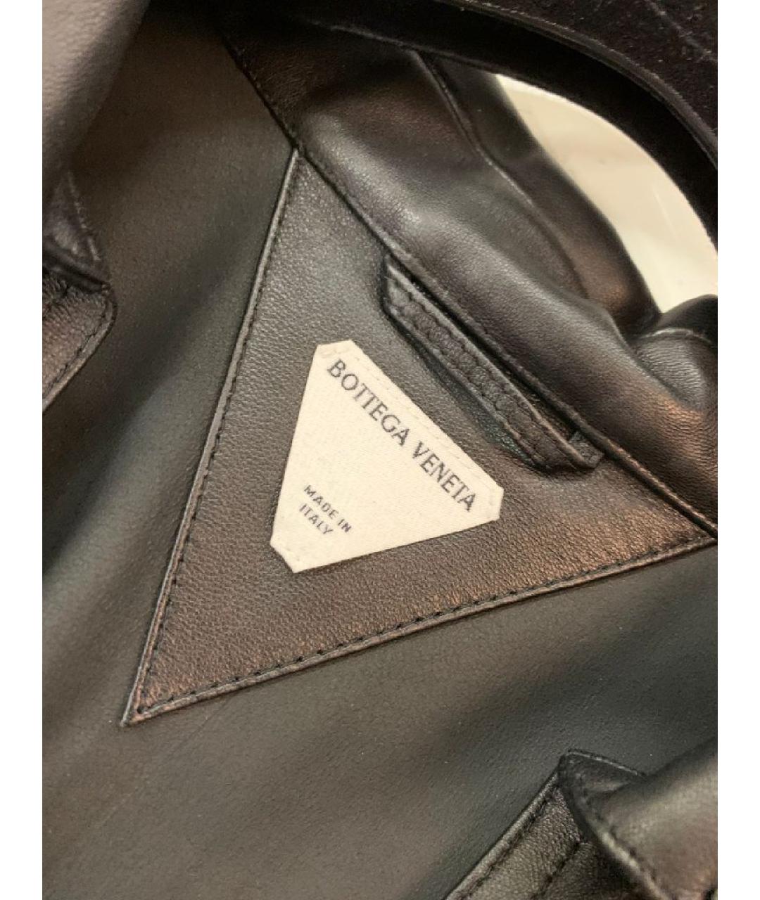 BOTTEGA VENETA Черное кожаное повседневное платье, фото 4