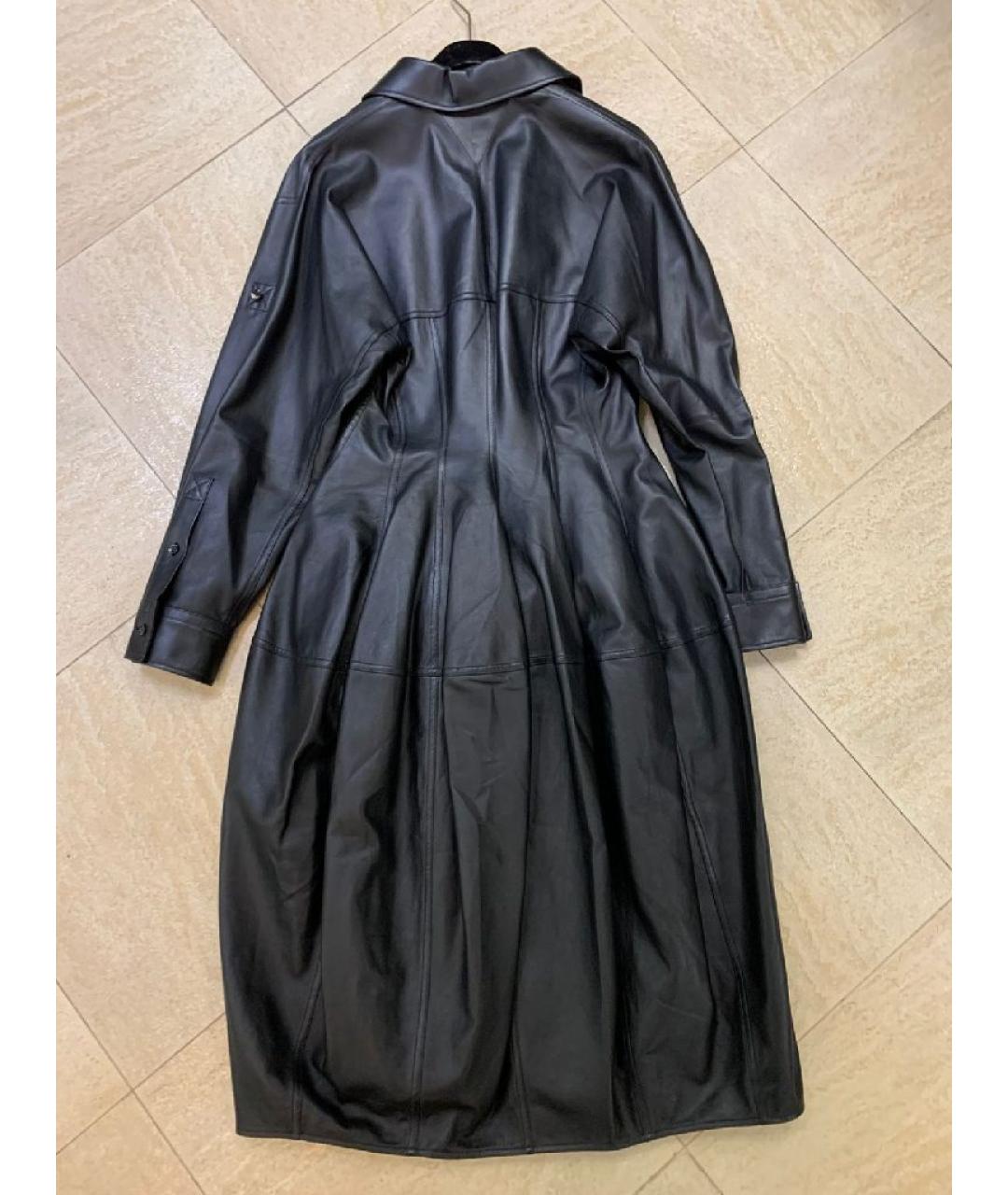 BOTTEGA VENETA Черное кожаное повседневное платье, фото 3