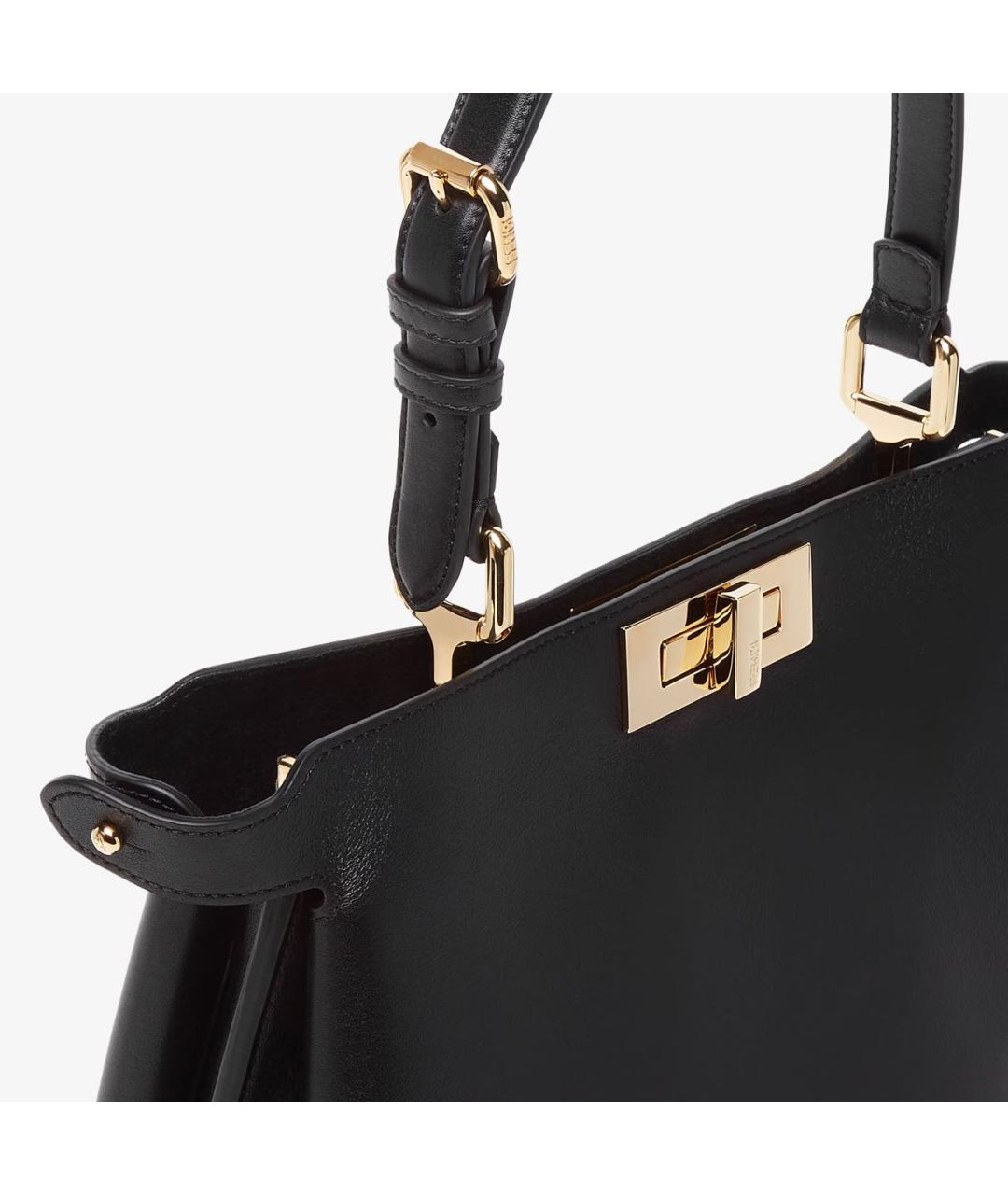 FENDI Черная кожаная сумка тоут, фото 5