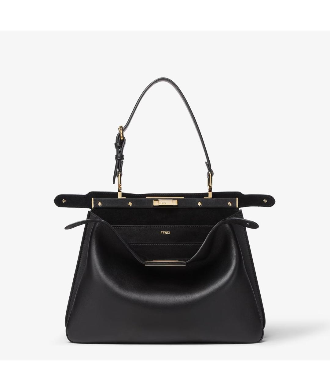 FENDI Черная кожаная сумка тоут, фото 7