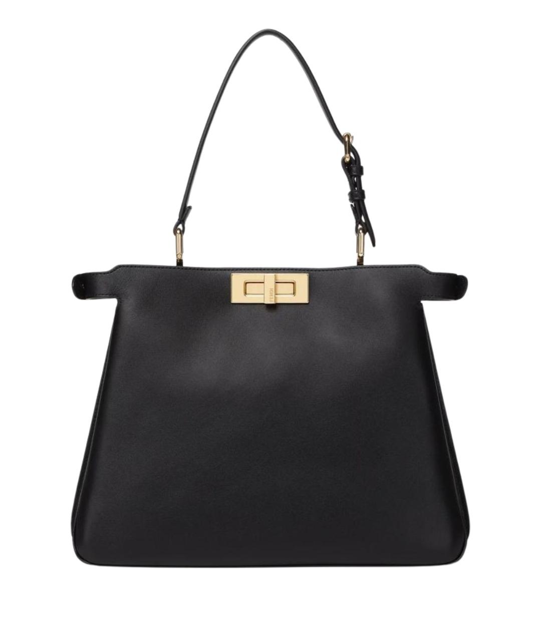 FENDI Черная кожаная сумка тоут, фото 1