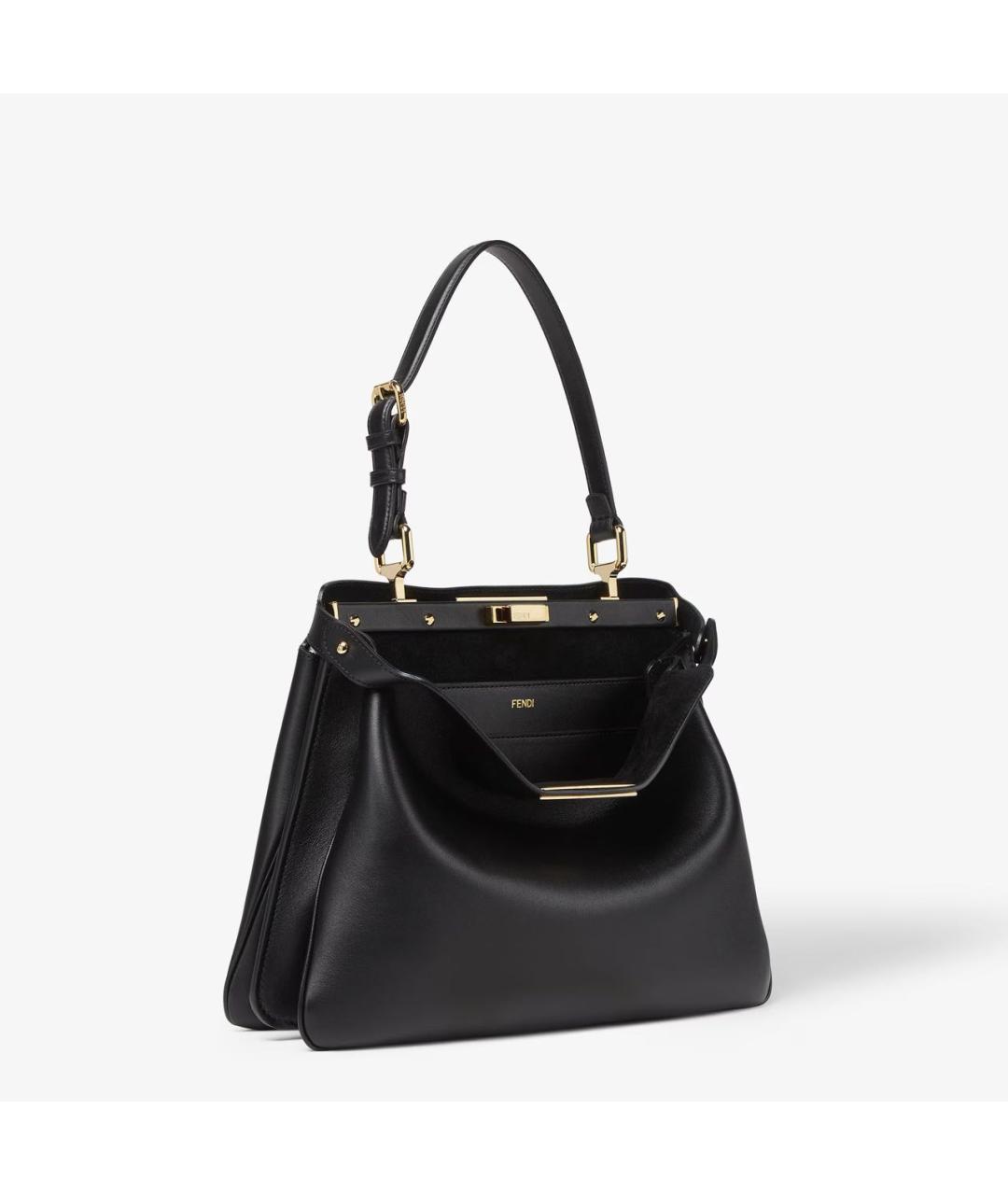 FENDI Черная кожаная сумка тоут, фото 3