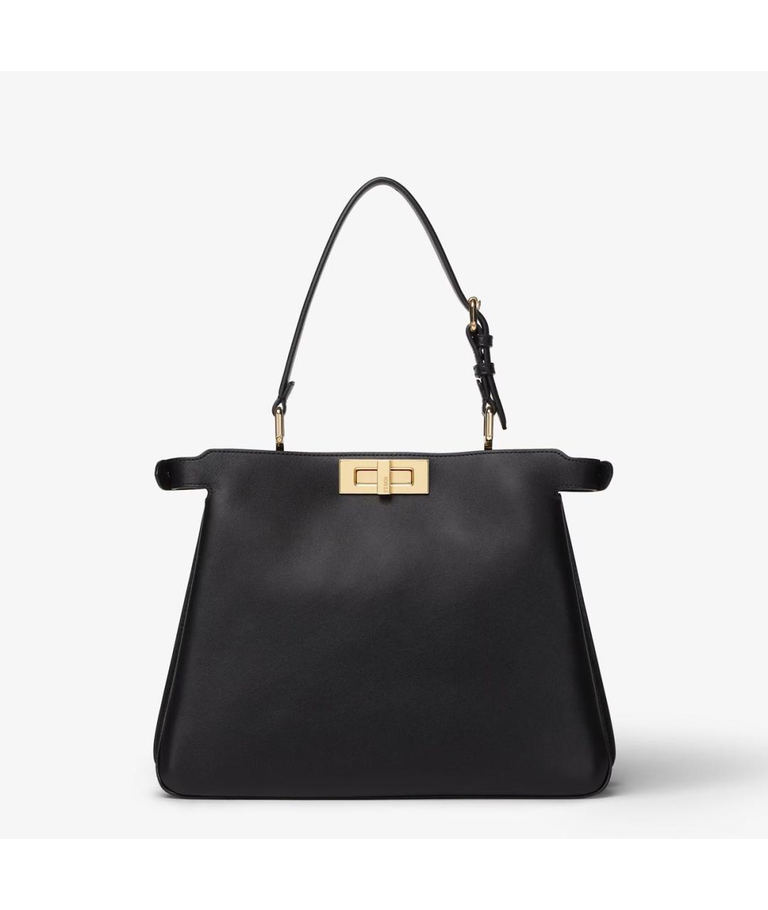 FENDI Черная кожаная сумка тоут, фото 9