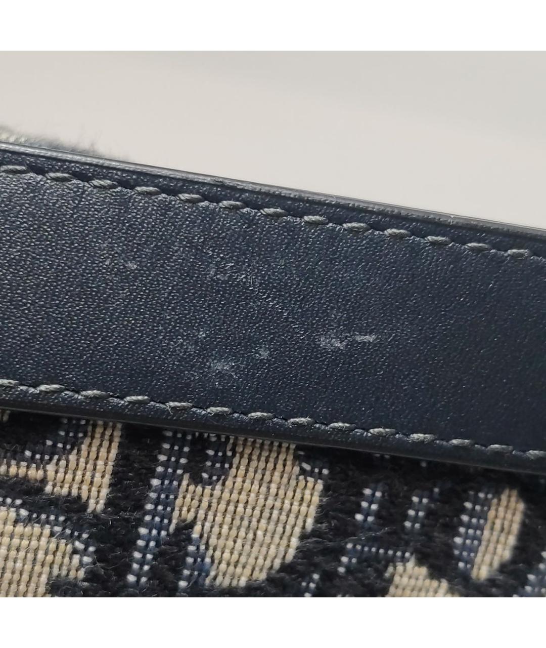 CHRISTIAN DIOR Темно-синяя тканевая сумка с короткими ручками, фото 7