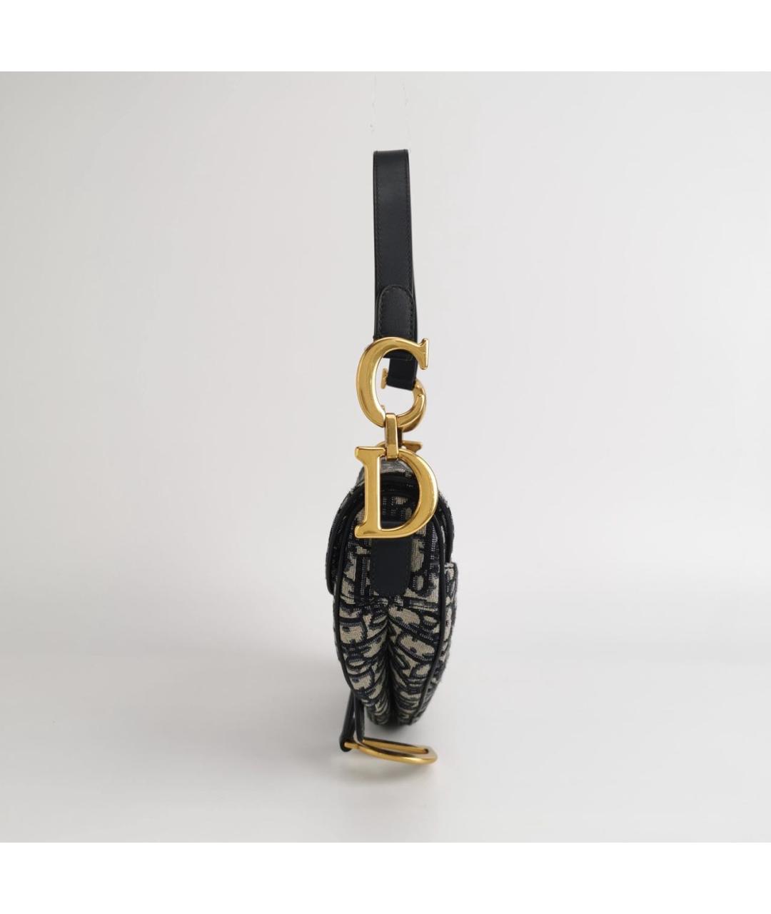 CHRISTIAN DIOR Темно-синяя тканевая сумка с короткими ручками, фото 2