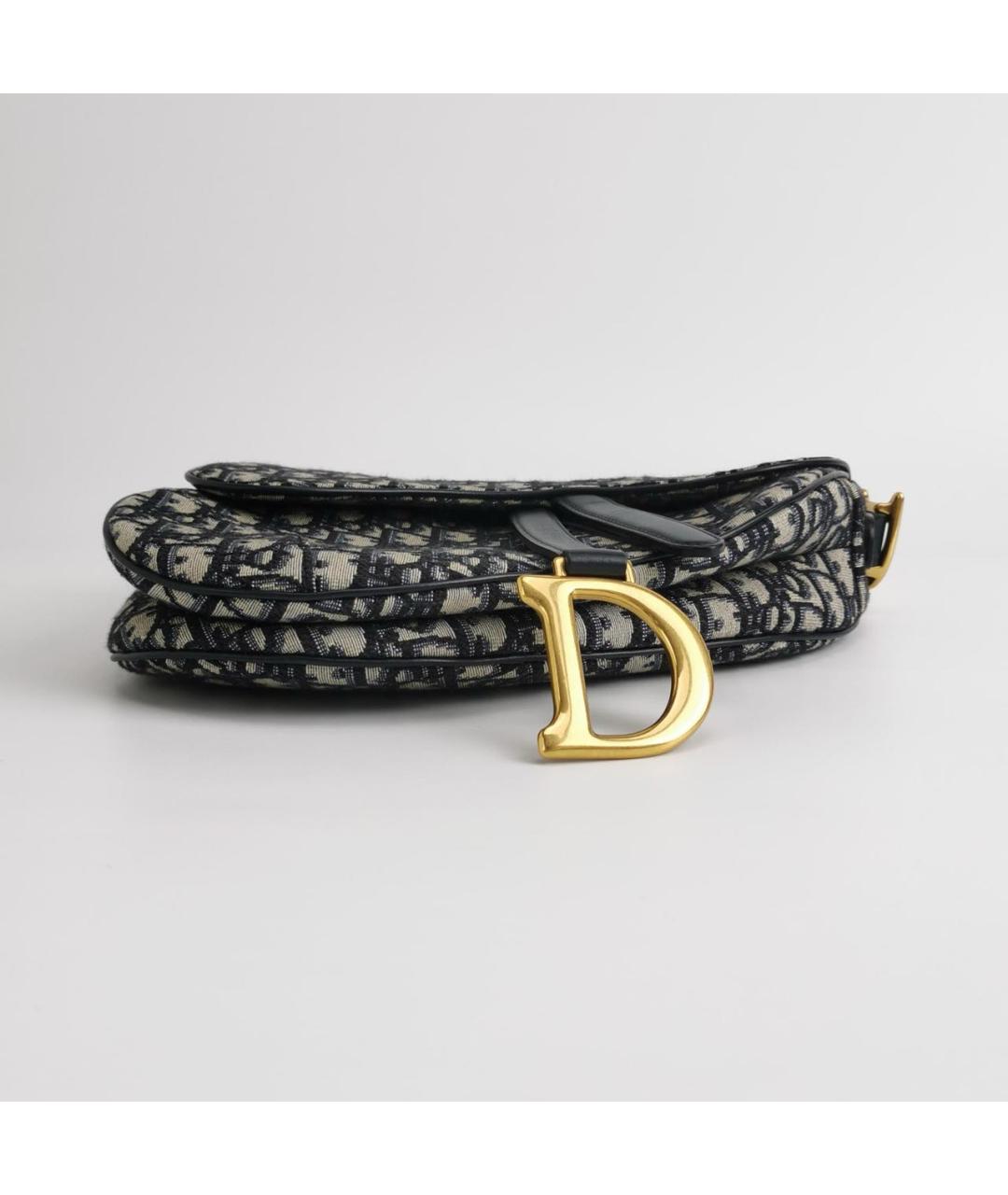 CHRISTIAN DIOR Темно-синяя тканевая сумка с короткими ручками, фото 5