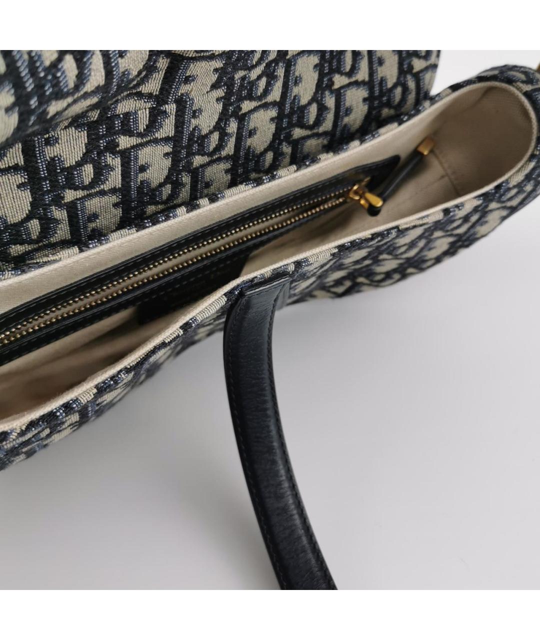 CHRISTIAN DIOR Темно-синяя тканевая сумка с короткими ручками, фото 6