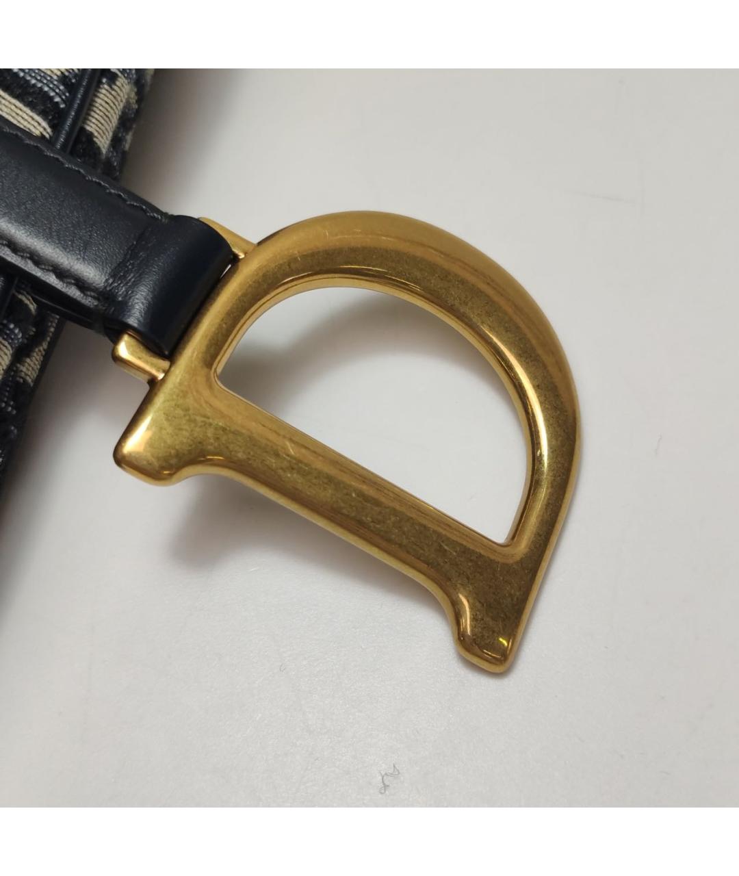 CHRISTIAN DIOR Темно-синяя тканевая сумка с короткими ручками, фото 8