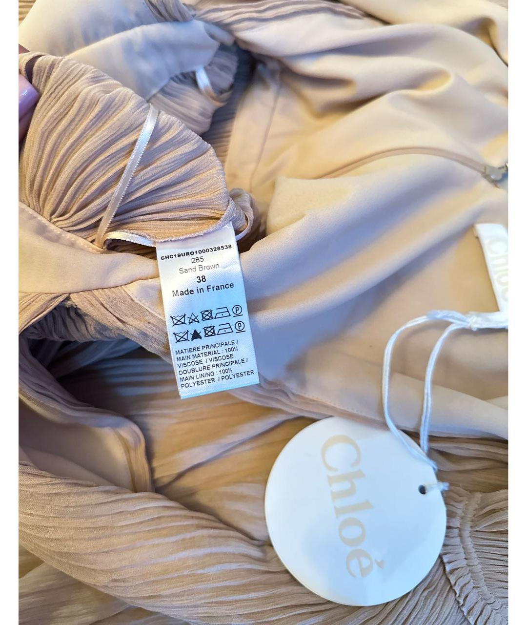 CHLOE Бежевое вискозное вечернее платье, фото 5