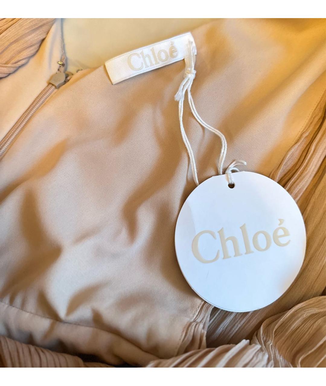 CHLOE Бежевое вискозное вечернее платье, фото 4