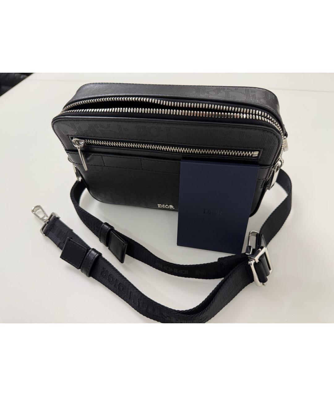 CHRISTIAN DIOR Черная кожаная сумка на плечо, фото 3