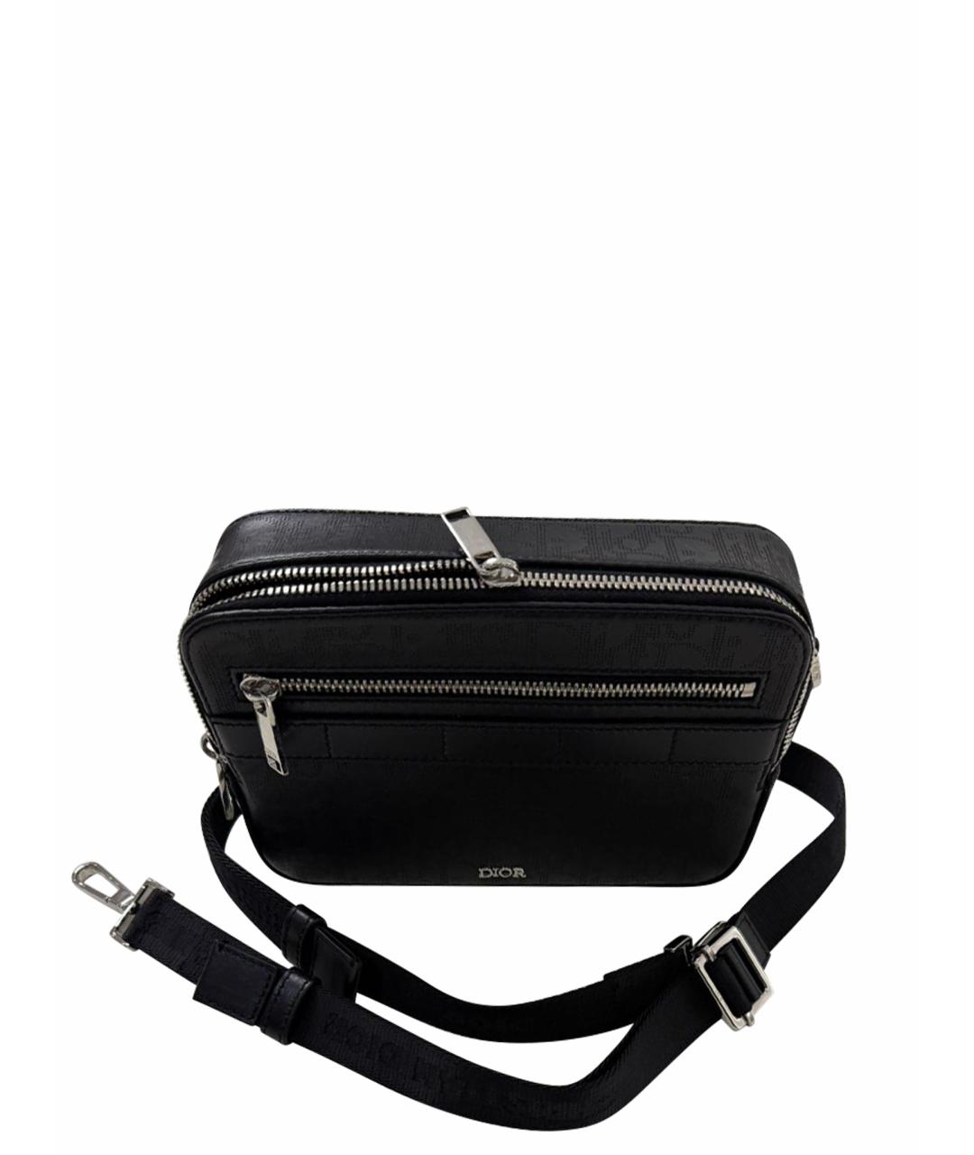 CHRISTIAN DIOR Черная кожаная сумка на плечо, фото 1