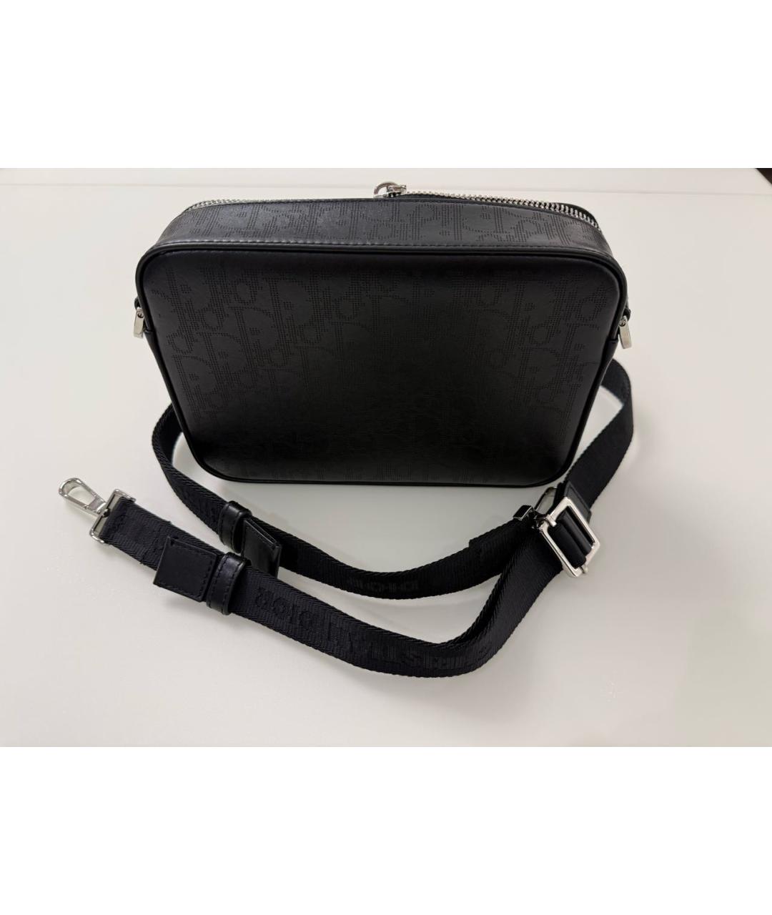 CHRISTIAN DIOR Черная кожаная сумка на плечо, фото 2