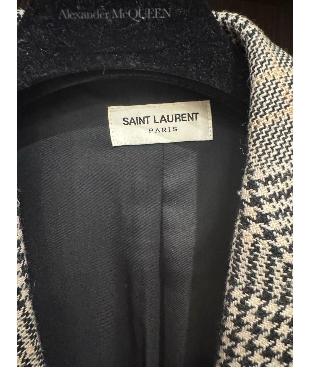 SAINT LAURENT Бежевый шерстяной жилет, фото 3