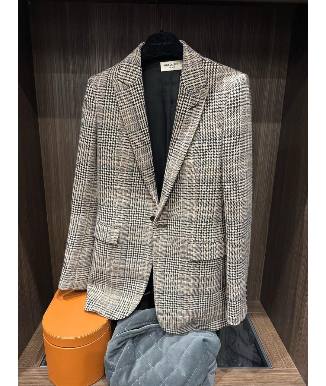 SAINT LAURENT Бежевый шерстяной жилет, фото 6