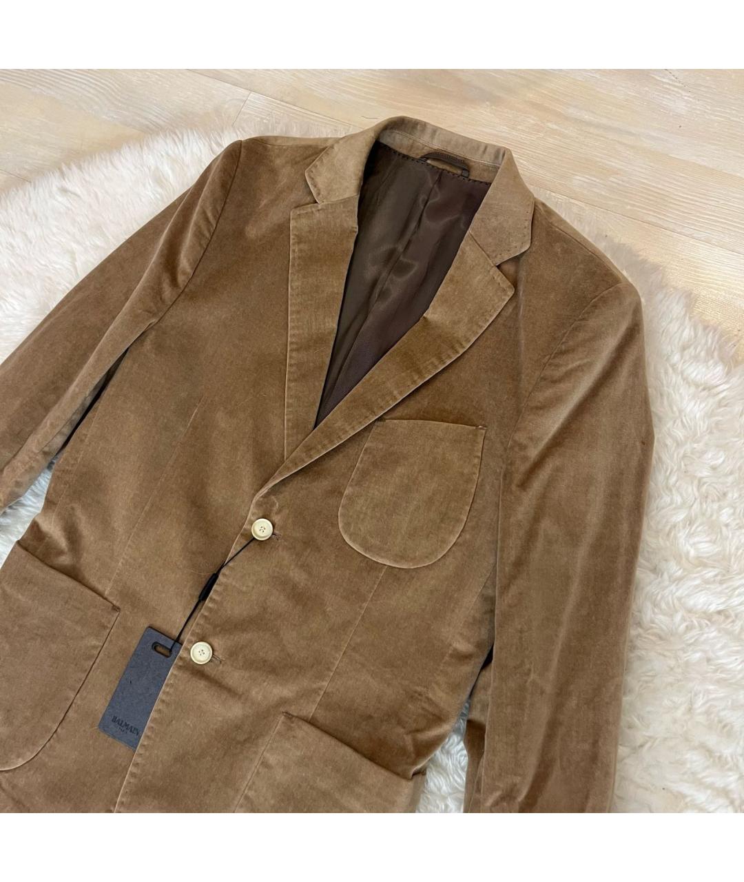 BALMAIN Горчичный велюровый пиджак, фото 3