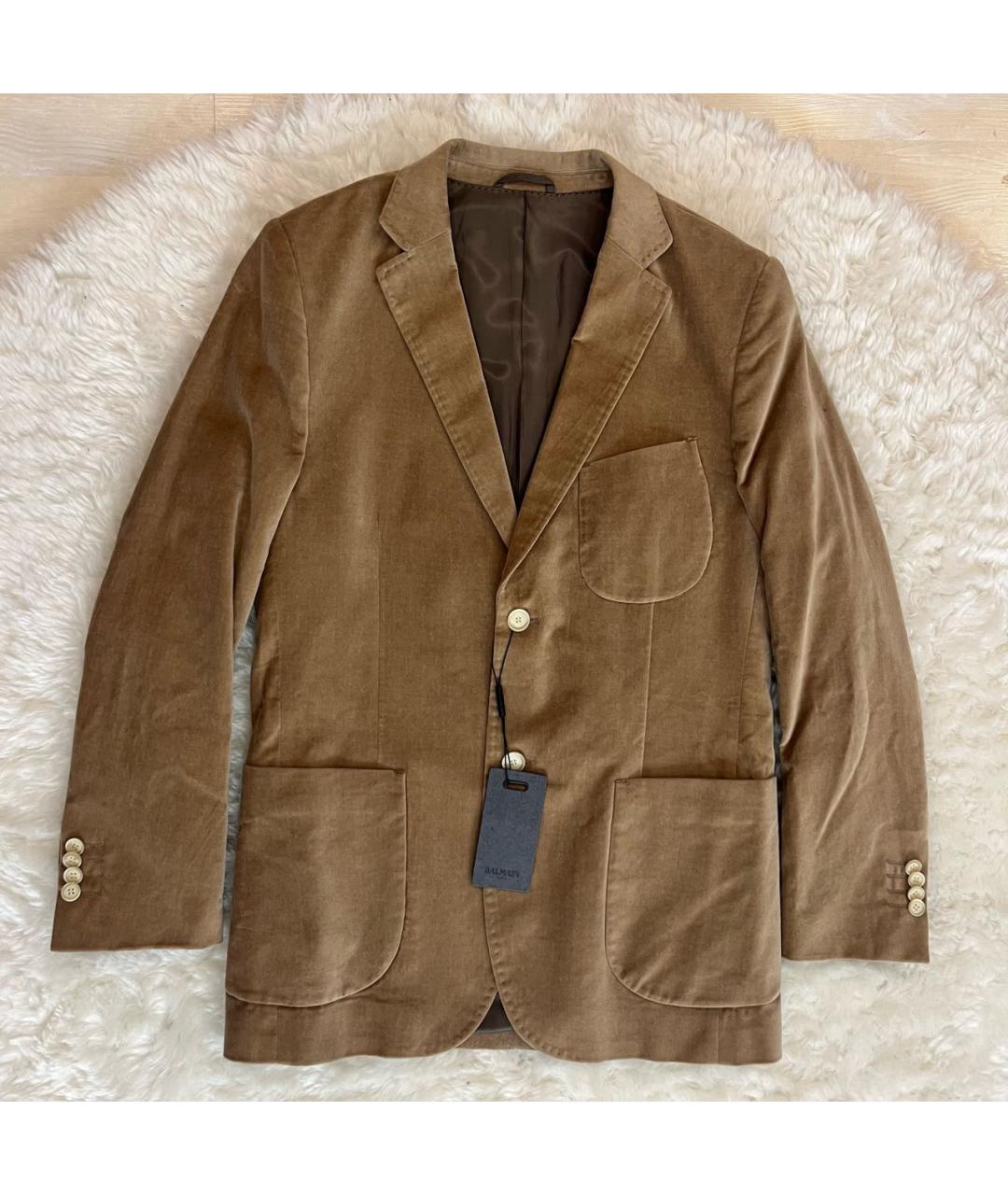 BALMAIN Горчичный велюровый пиджак, фото 8