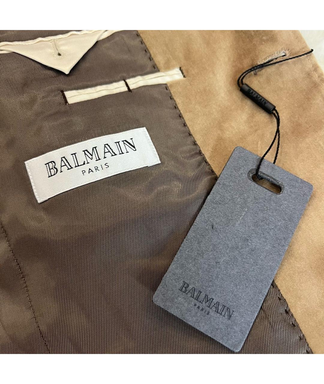 BALMAIN Горчичный велюровый пиджак, фото 6