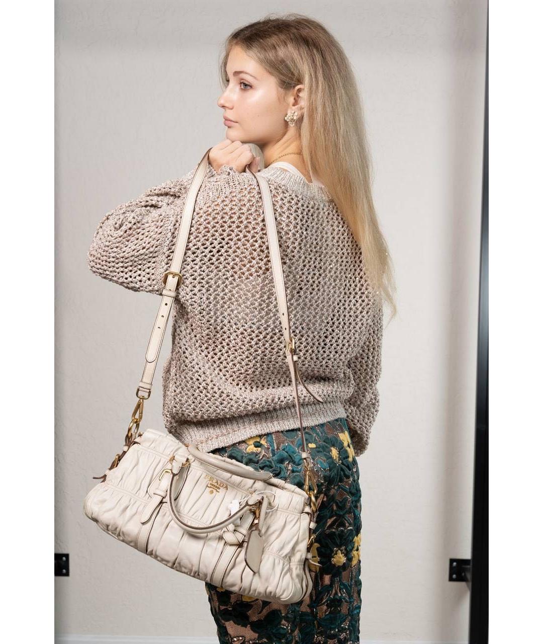 PRADA Бежевая кожаная сумка через плечо, фото 4