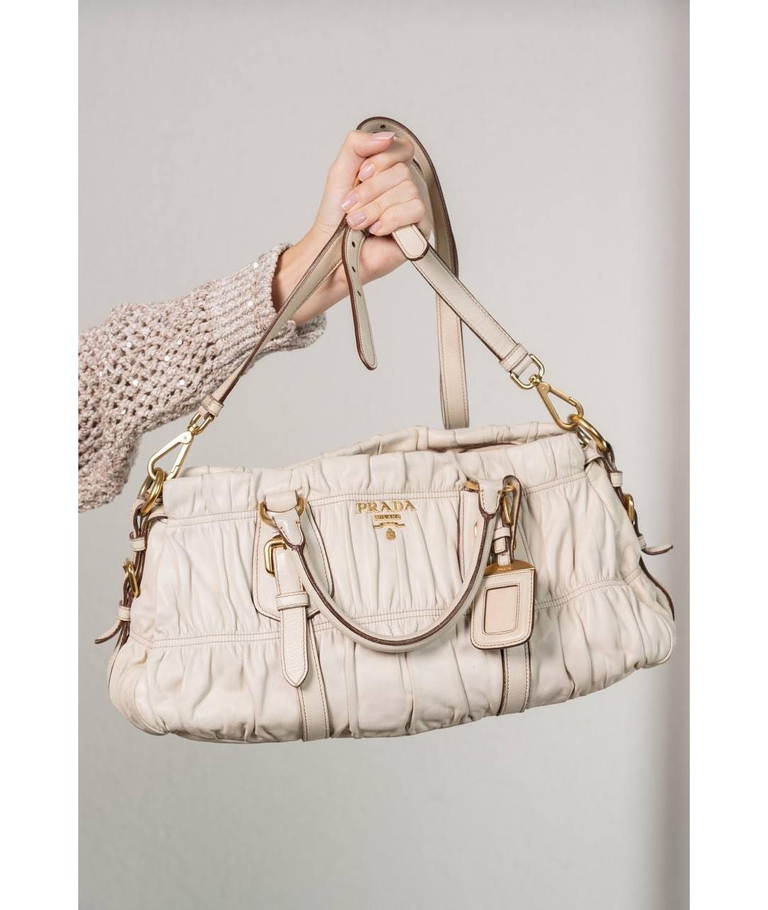 PRADA Бежевая кожаная сумка через плечо, фото 8