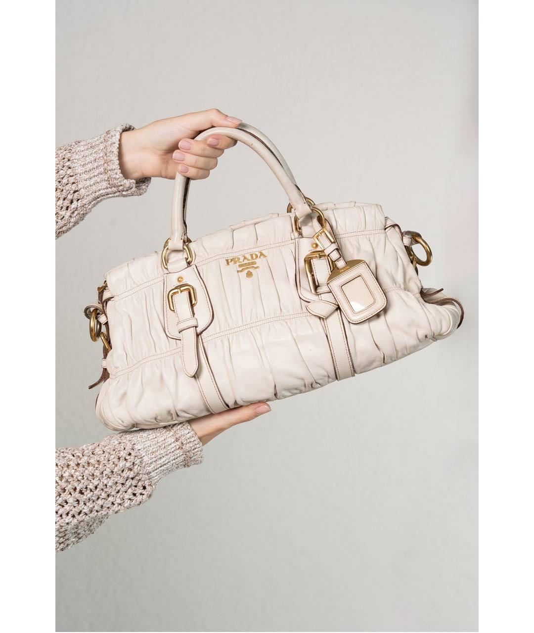 PRADA Бежевая кожаная сумка через плечо, фото 5