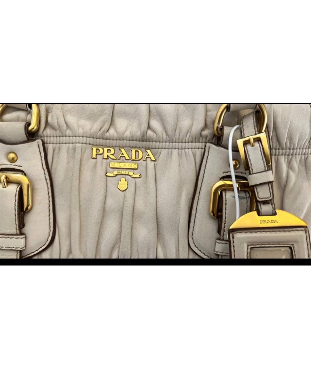 PRADA Бежевая кожаная сумка через плечо, фото 7
