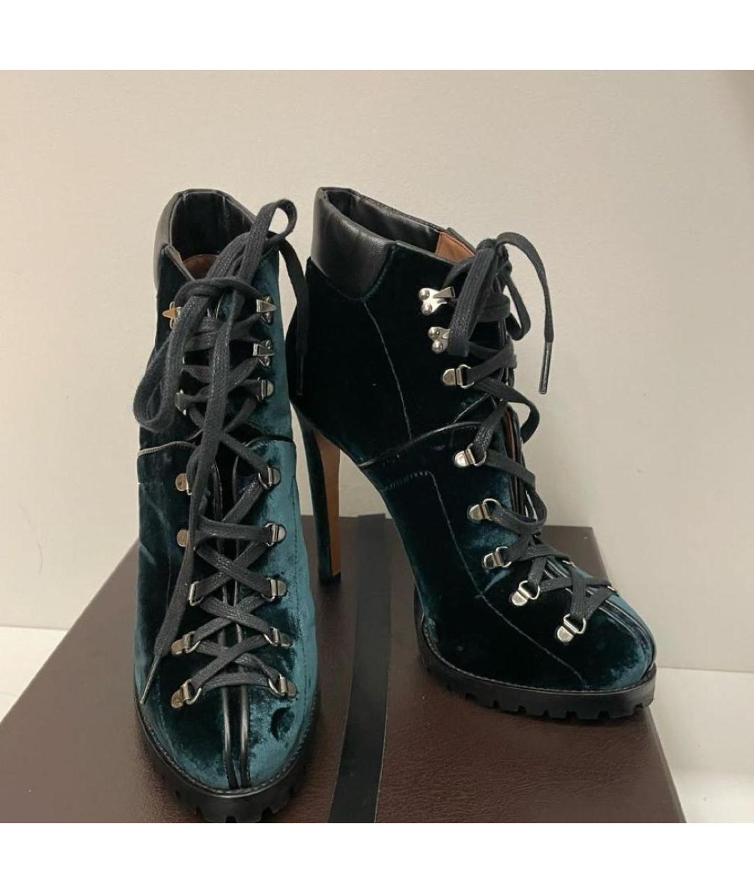 ALAIA Зеленые бархатные ботильоны, фото 2