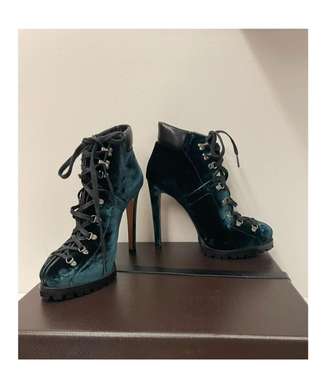 ALAIA Зеленые бархатные ботильоны, фото 3