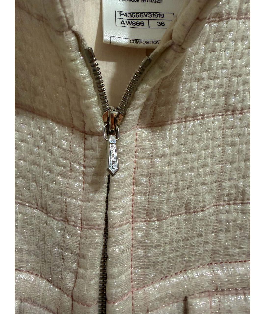 CHANEL Бежевый полиэстеровый жакет/пиджак, фото 5