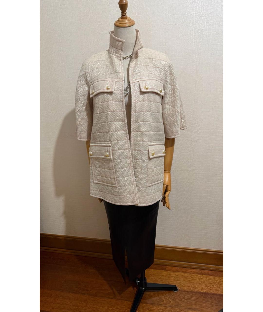 CHANEL Бежевый полиэстеровый жакет/пиджак, фото 7