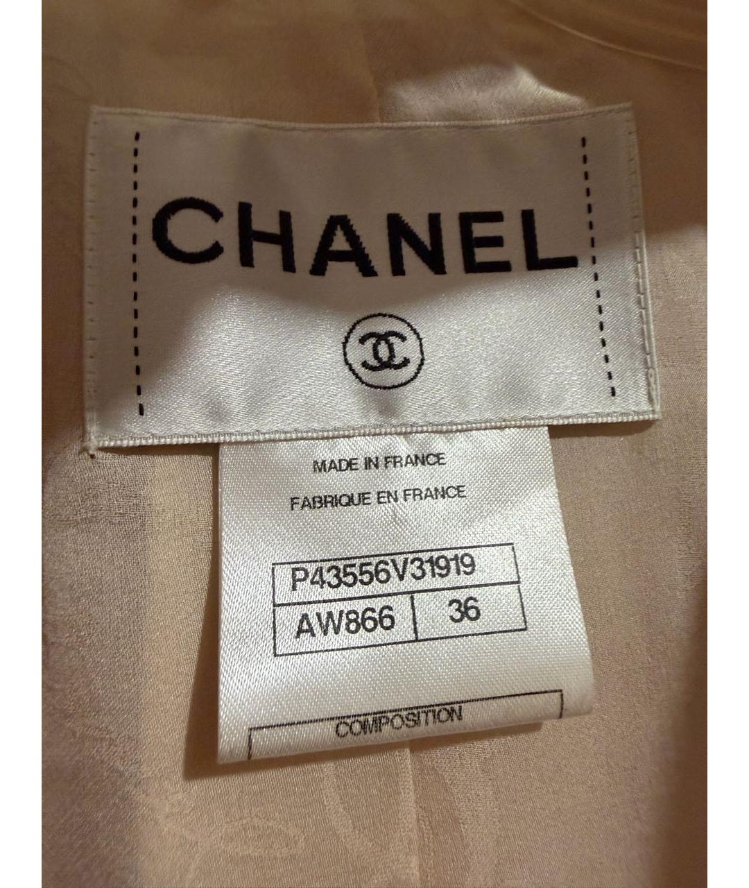 CHANEL Бежевый полиэстеровый жакет/пиджак, фото 3