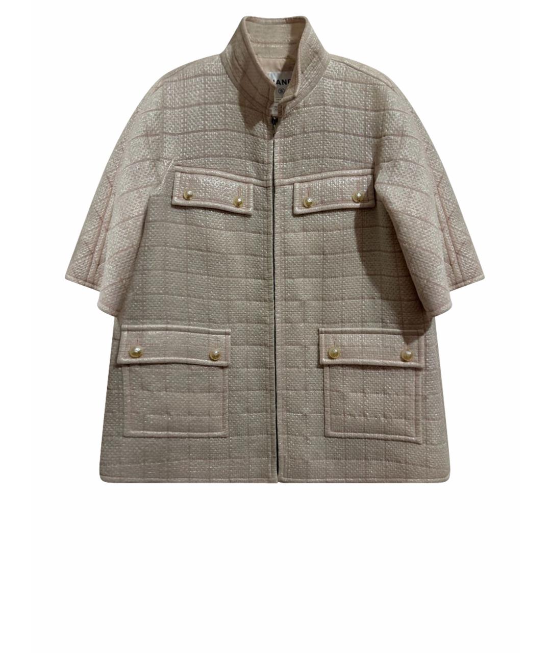 CHANEL Бежевый полиэстеровый жакет/пиджак, фото 1