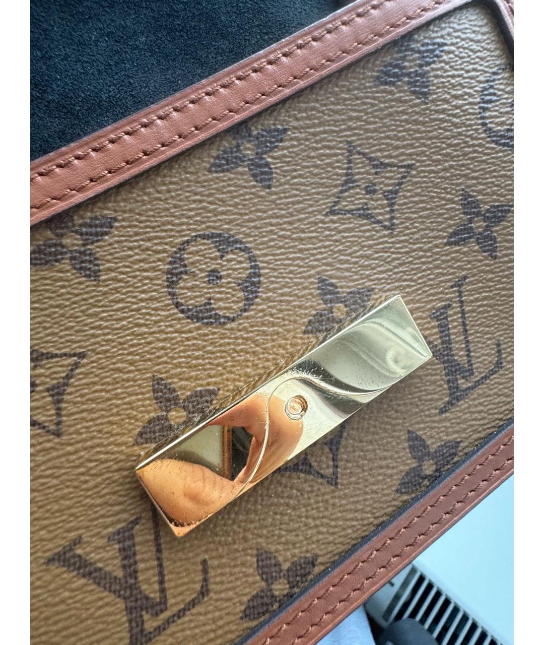 LOUIS VUITTON Коричневая кожаная сумка через плечо, фото 6