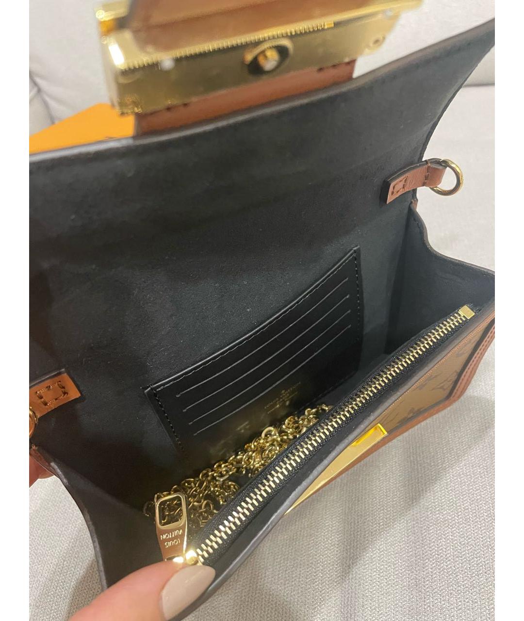 LOUIS VUITTON Коричневая кожаная сумка через плечо, фото 4