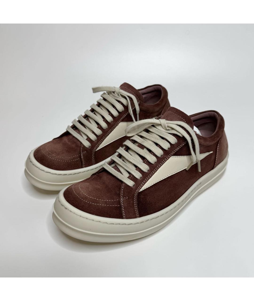 RICK OWENS Бордовые замшевые низкие кроссовки / кеды, фото 2