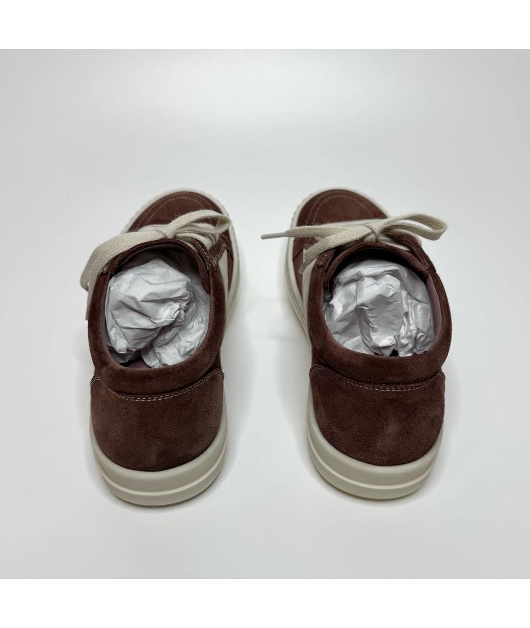 RICK OWENS Бордовые замшевые низкие кроссовки / кеды, фото 6